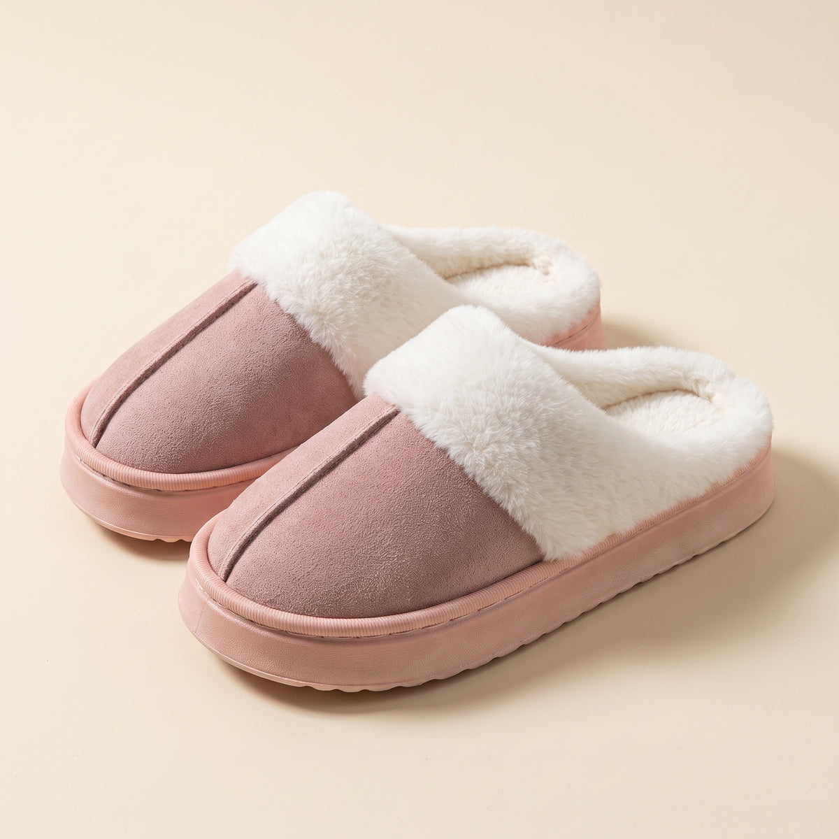 Chaussons Câlin Femme fourrure – Rose poudré