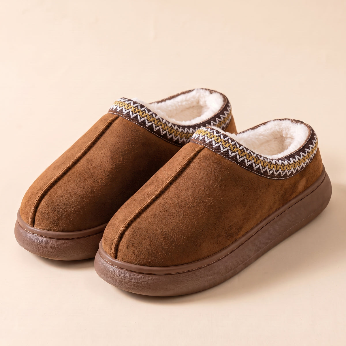 Chaussons Nordique Femme effet daim – Marron