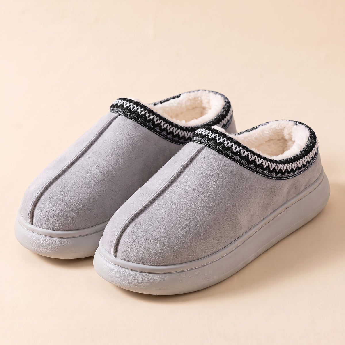 Chaussons Nordique Femme effet daim – Gris