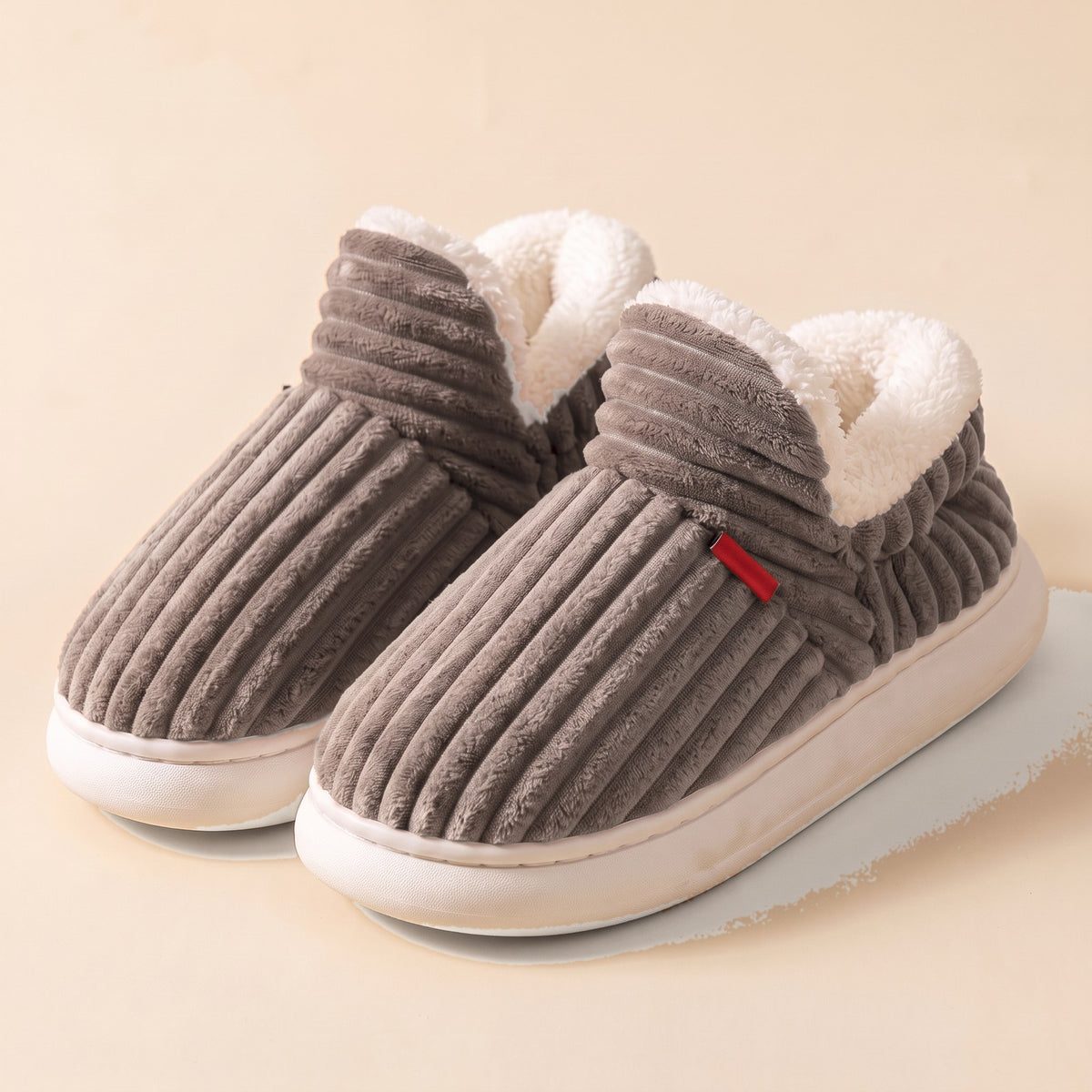Chaussons Cocon en velours côtelé – Taupe
