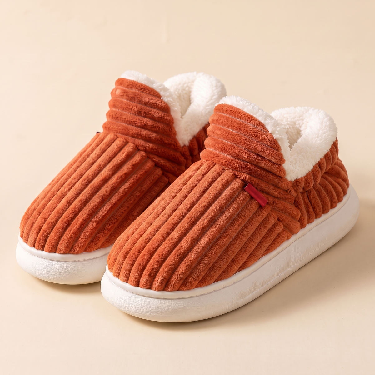 Chaussons Cocon en velours côtelé – Terracotta