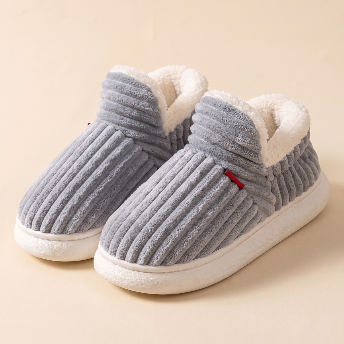 Chaussons Cocon en velours côtelé – Bleu gris