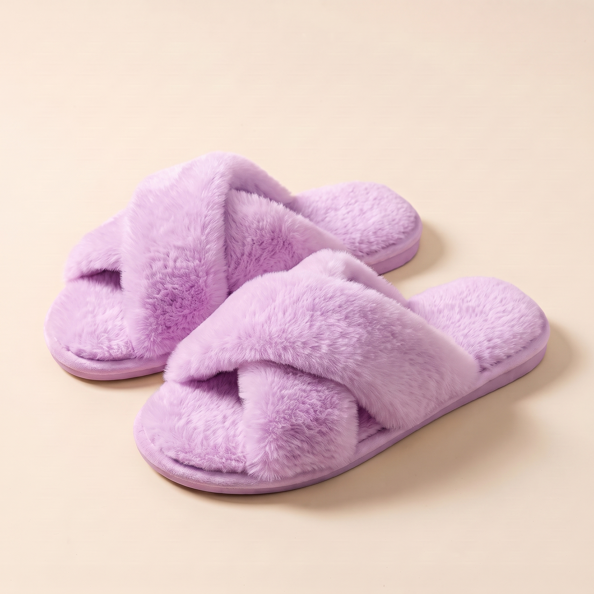 Claquettes Nuage Femme fausse fourrure – Lilas