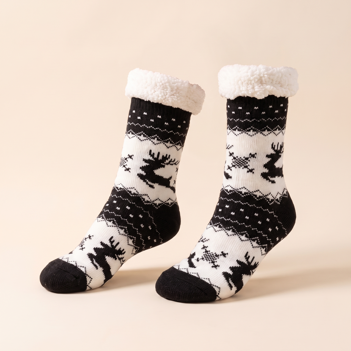 Chaussettes polaires nordiques doublées sherpa – Noir