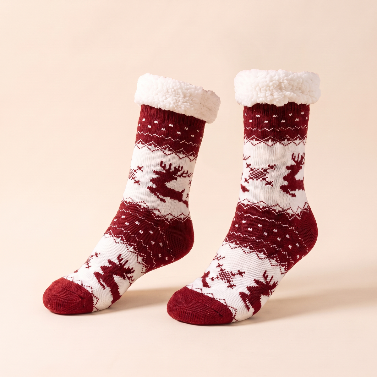 Chaussettes polaires nordiques doublées sherpa – Rouge
