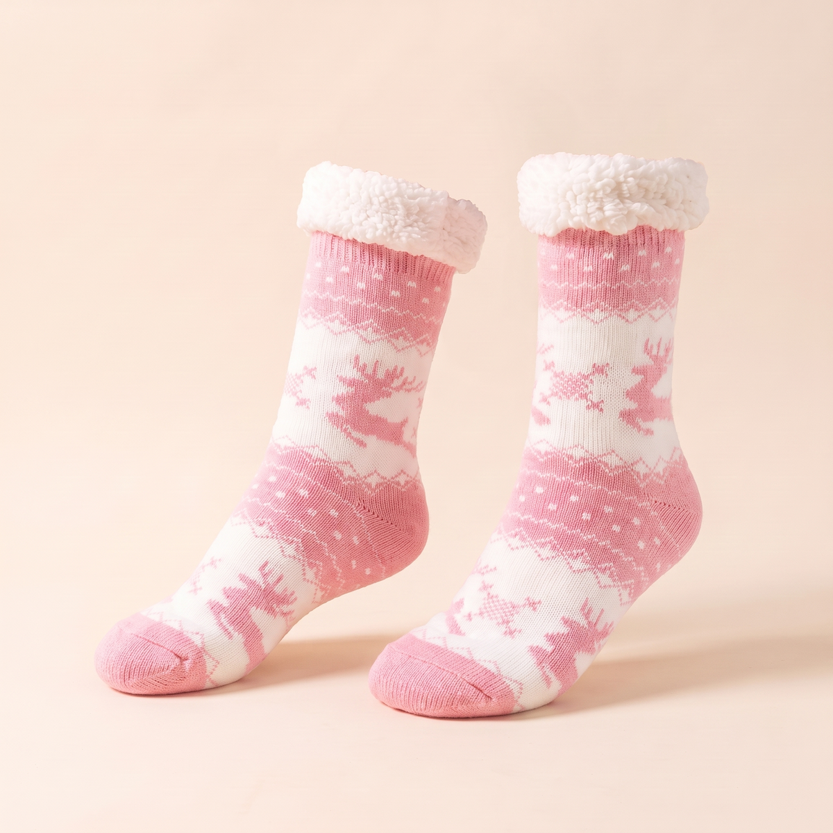 Chaussettes polaires nordiques doublées sherpa – Rose