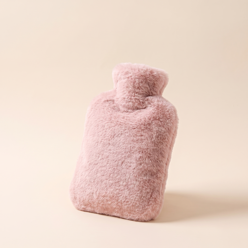 Bouillotte 2 L avec housse en peluche – Rose poudré