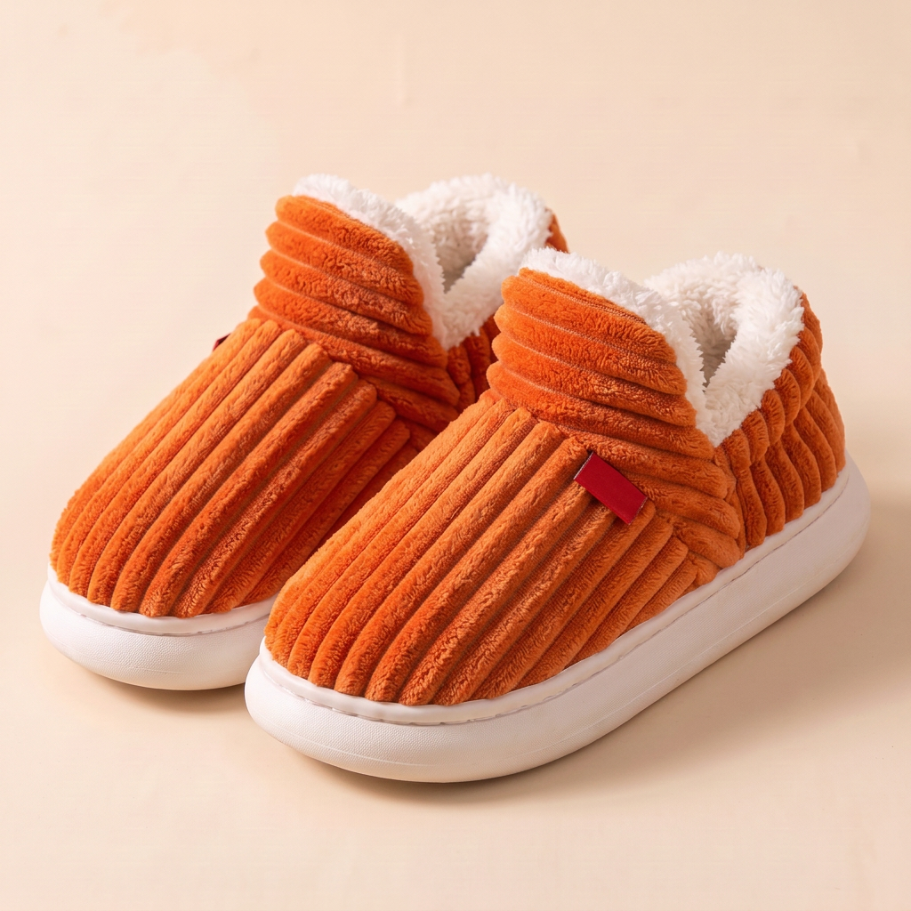 Chaussons Cocon Enfant en velours côtelé – Terracotta
