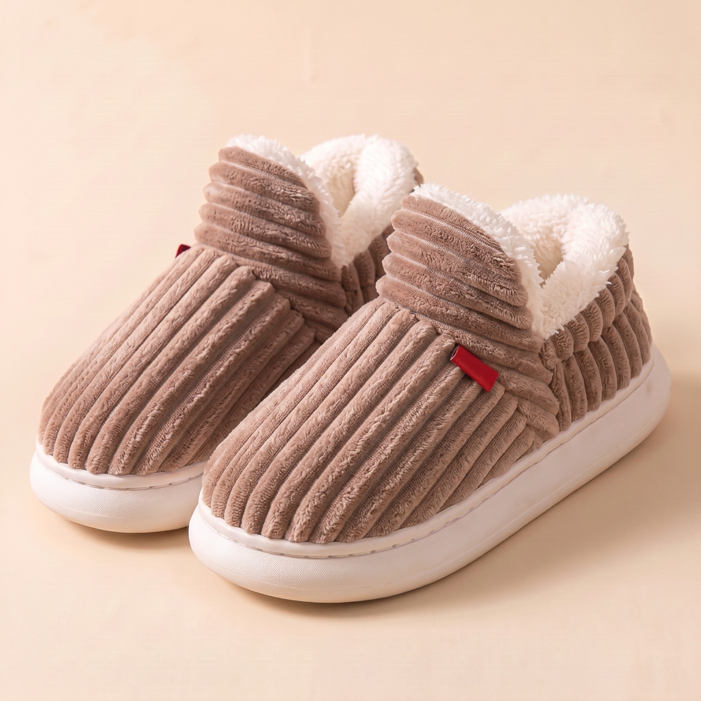 Chaussons Cocon Enfant en velours côtelé – Taupe