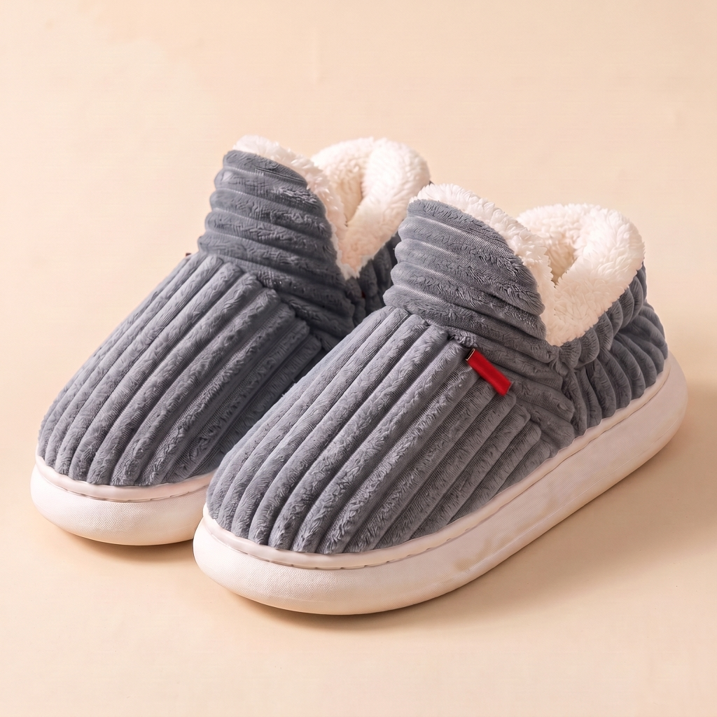 Chaussons Cocon Enfant en velours côtelé – Bleu gris