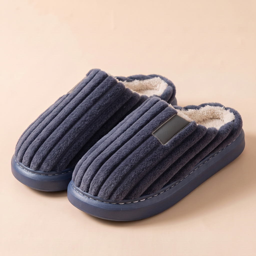 Ciabatte Refuge da uomo in velluto a coste foderato – Blu navy