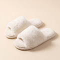 Claquettes Bandeau fausse fourrure – Blanc
